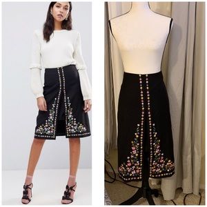 $349 VICKS A-LINE  SKIRT WITH F.EMBROIDERY sz 0